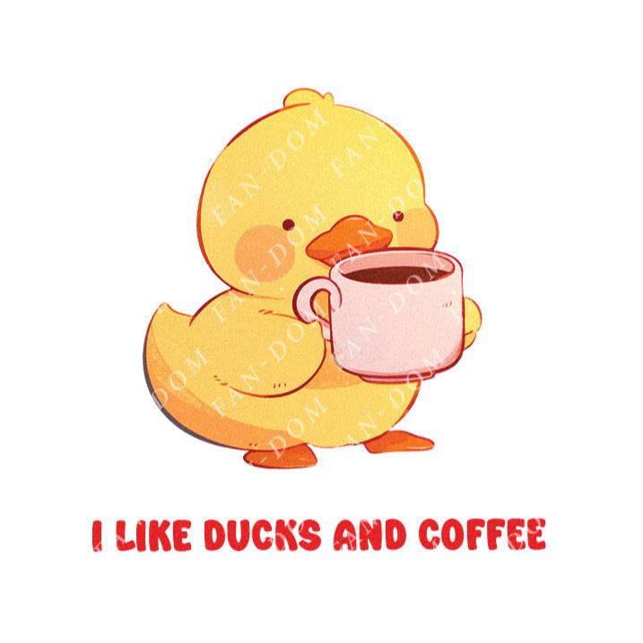 I Like Ducks And Coffee - Cute Duck Coffee | Editable Text - Custom text shirts, totes and bags