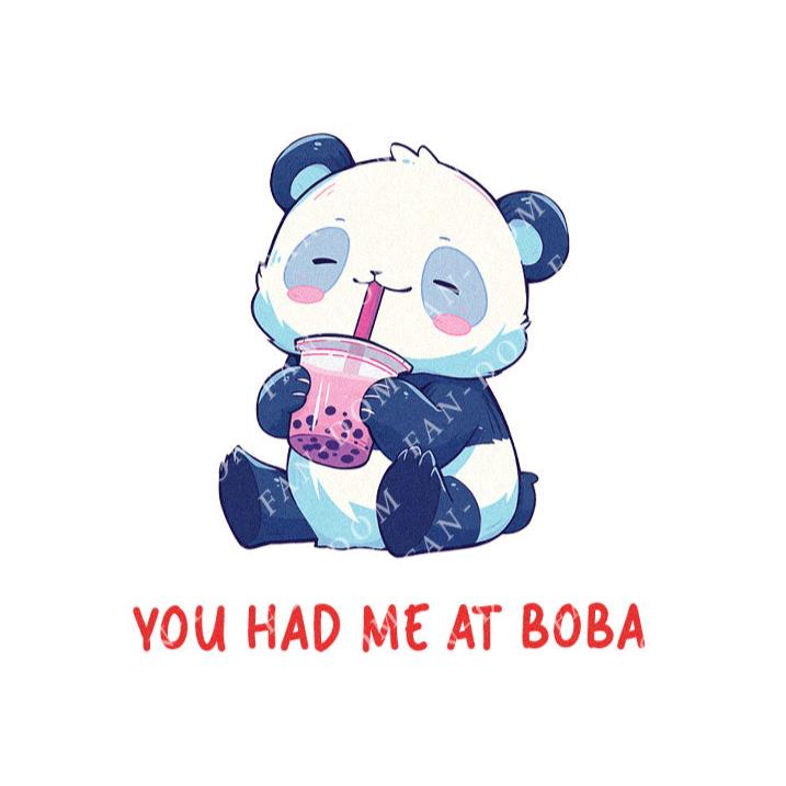 You Had Me At Boba - Cute Panda Boba | Editable Text - Custom text shirts, totes and bags