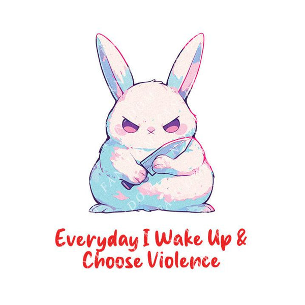 Everyday I Wake Up & Choose Violence - Cute Rabbit  Knife | Editable Text - Custom text shirts, totes and bags