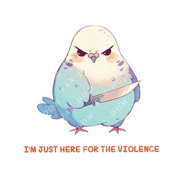 I'm Just Here For The Violence - Cute Pigeon Knife | Editable Text - Custom text shirts, totes and bags