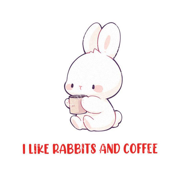 I Like Rabbits And Coffee - Cute Bunny Rabbit Coffee | Editable Text - Custom text shirts, totes and bags