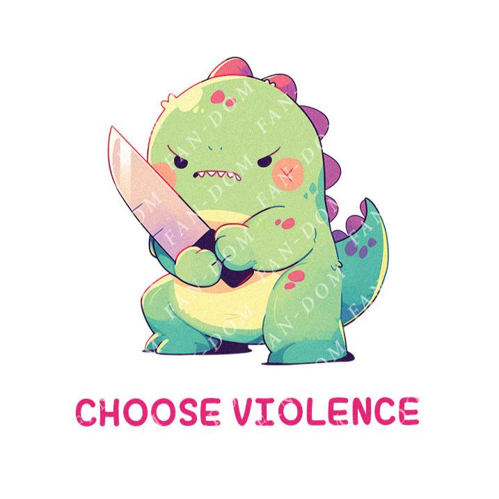 Choose Violence - Cute T-Rex Dinosaur Knife | Editable Text - Custom text shirts, totes and bags