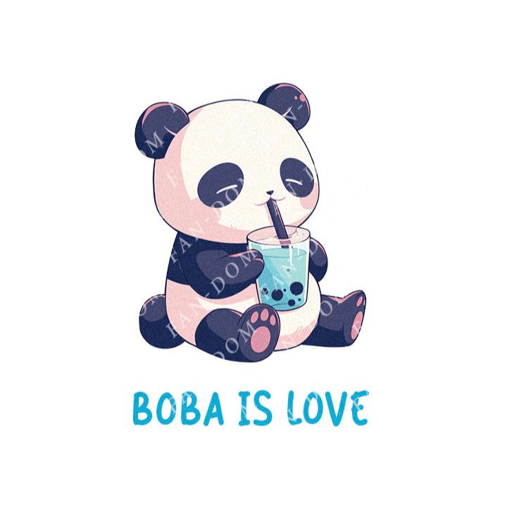 Boba Is Love - Cute Panda Boba | Editable Text - Custom text shirts, totes and bags