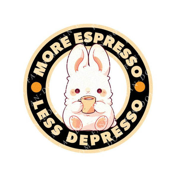 More Espresso Less Depresso - Cute Bunny Rabbit Coffee | Editable Text - Custom text shirts, totes and bags