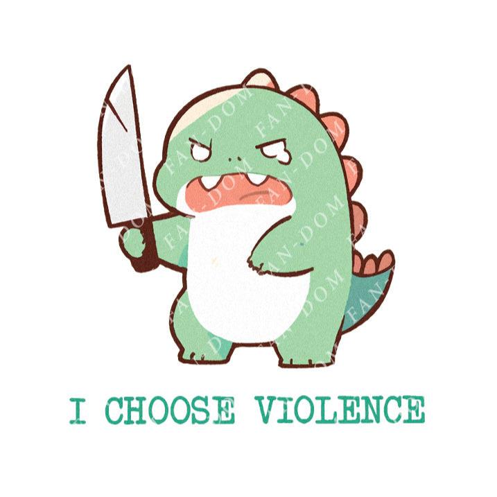 I Choose Violence - Cute T-Rex Dinosaur Knife | Editable Text - Custom text shirts, totes and bags