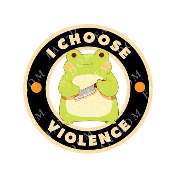 I Choose Violence Badge - Cute Frog Knife | Editable Text - Custom text shirts, totes and bags