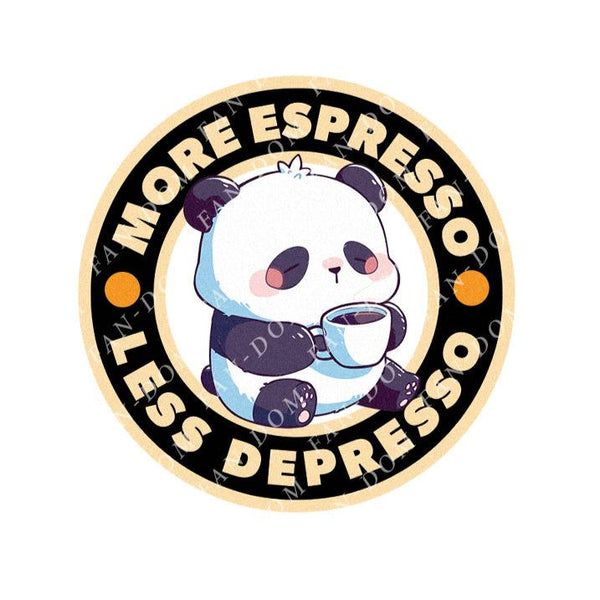 More Espresso Less Depresso - Cute Panda Coffee | Editable Text - Custom text shirts, totes and bags