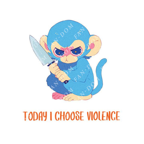 Today I Choose Violence - Cute Monkey Knife | Editable Text - Custom text shirts, totes and bags