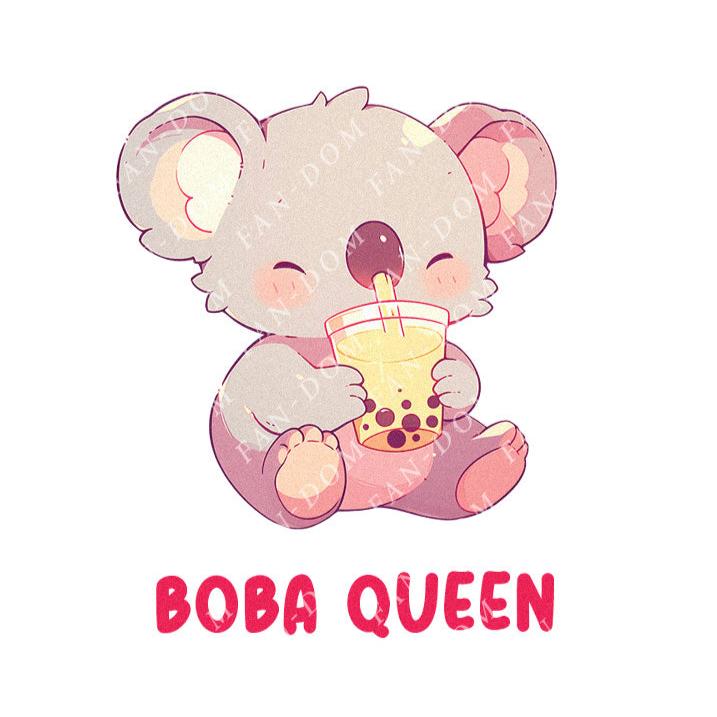 Boba Queen - Cute Koala Boba Tea | Editable Text - Custom text shirts, totes and bags