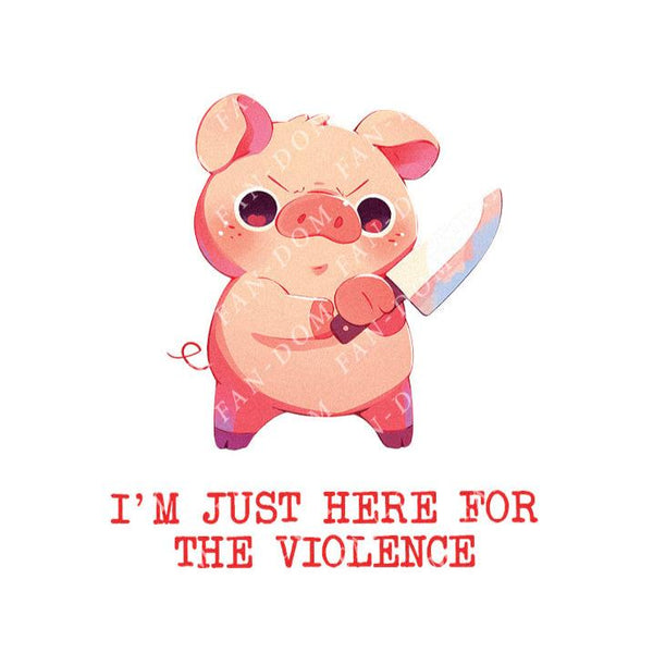 I'm Just Here For The Violence - Cute Pig Knife | Editable Text - Custom text shirts, totes and bags