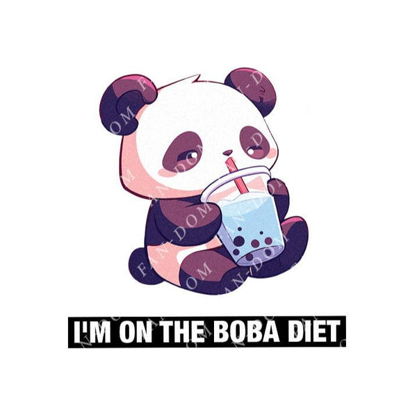 I'm On The Boba Diet - Cute Panda Boba | Editable Text - Custom text shirts, totes and bags