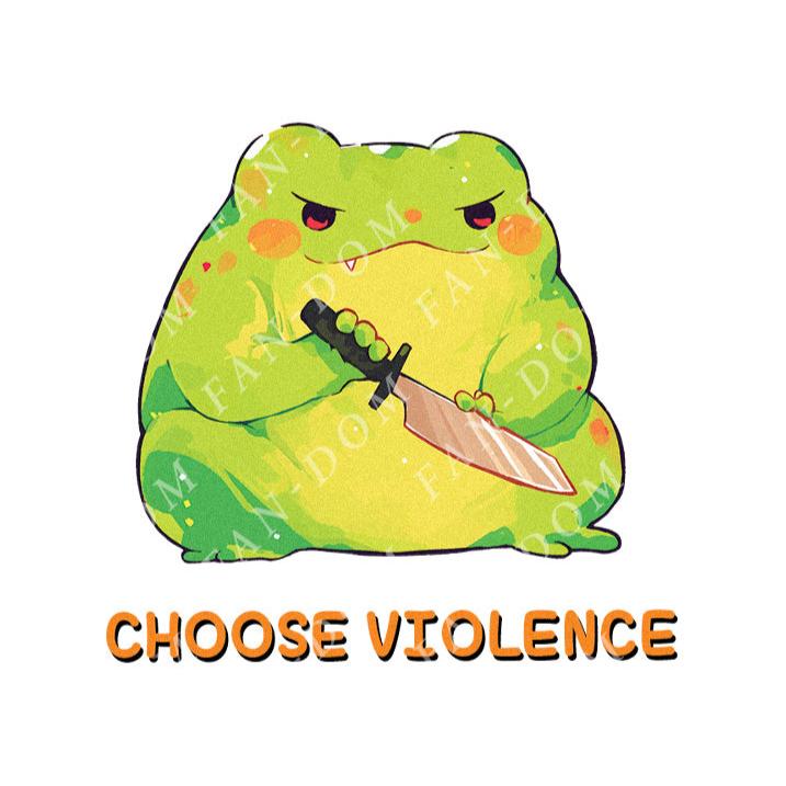 Choose Violence - Cute Frog Knife | Editable Text - Custom text shirts, totes and bags