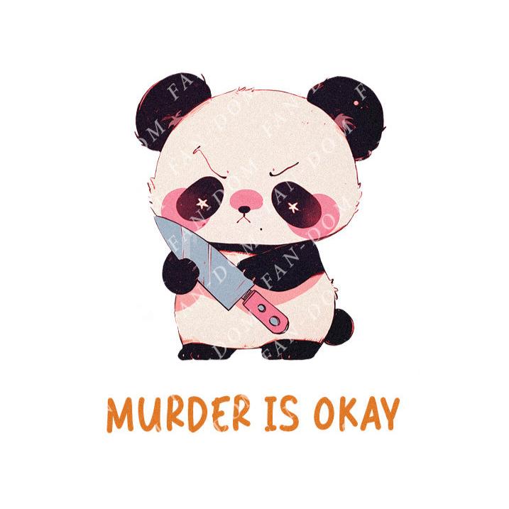 Murder Is Okay - Cute Panda Knife | Editable Text - Custom text shirts, totes and bags