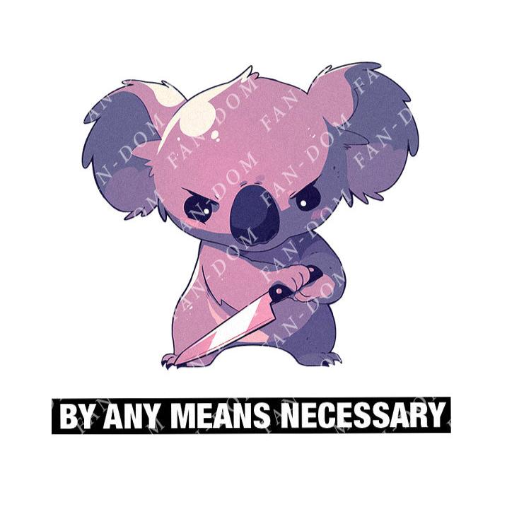 By Any Means Necessary - Cute Koala Knife | Editable Text - Custom text shirts, totes and bags