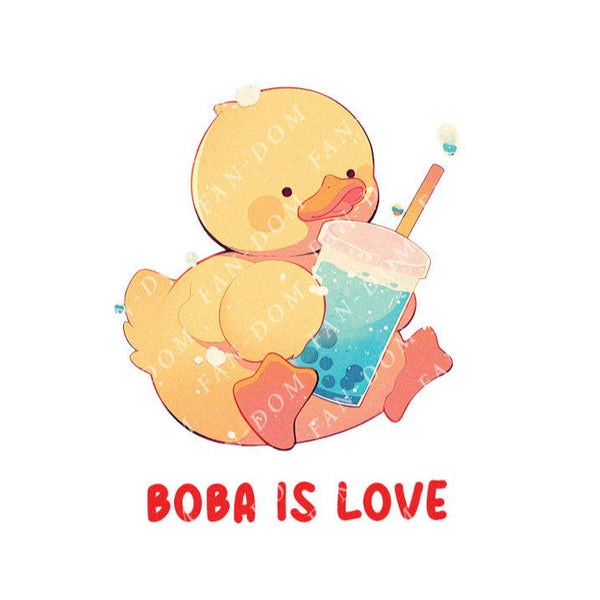 Boba Is Love - Cute Duck Boba | Editable Text - Custom text shirts, totes and bags