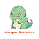 Woke Up And Chose Violence - Cute T-Rex Dinosaur Knife | Editable Text - Custom text shirts, totes and bags