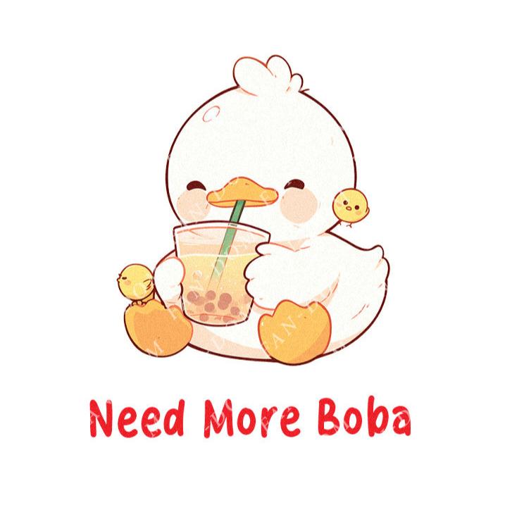 Need More Boba - Cute Duck Boba | Editable Text - Custom text shirts, totes and bags