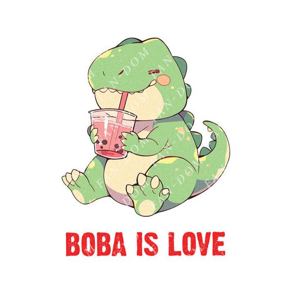 Boba Is Love - Cute T-rex Dinosaur Boba | Editable Text - Custom text shirts, totes and bags