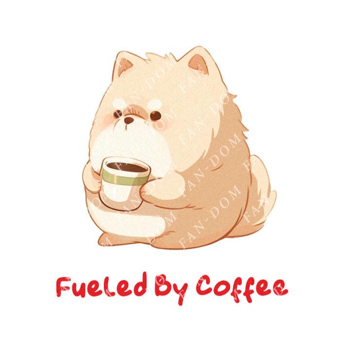 Fueled By Coffee - Cute Dog Coffee | Editable Text - Custom text shirts, totes and bags