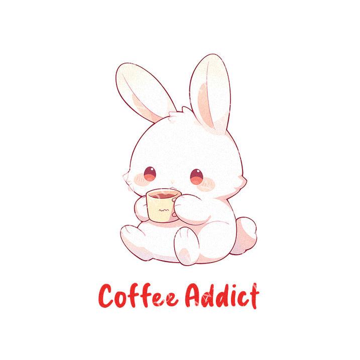 Coffee Addict - Cute Bunny Rabbit Coffee | Editable Text - Custom text shirts, totes and bags