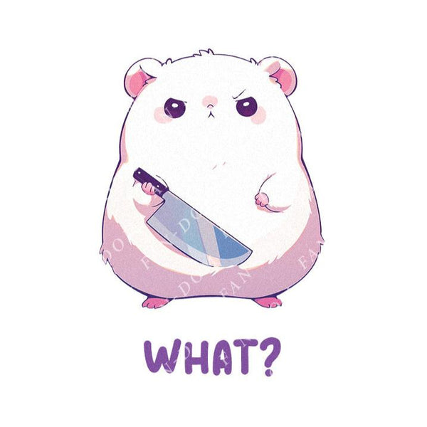 What? - Cute Hamster Knife | Editable Text - Custom text shirts, totes and bags