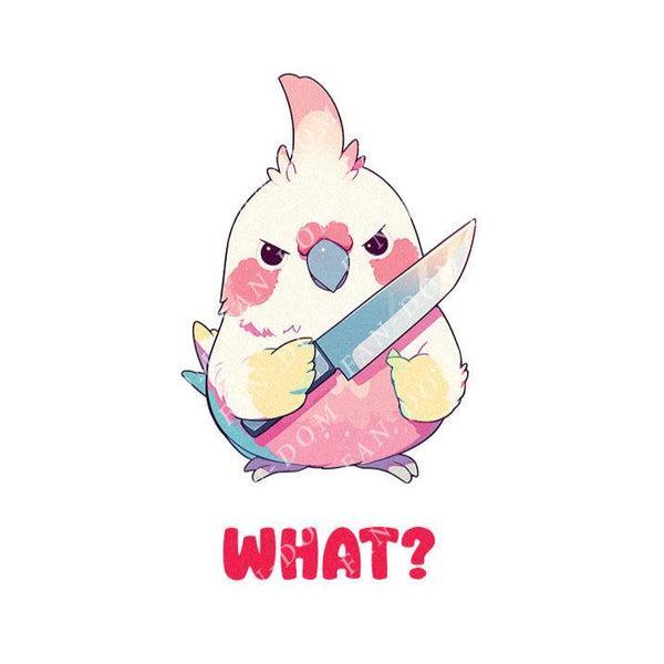 What? - Cute Parrot Knife | Editable Text - Custom text shirts, totes and bags