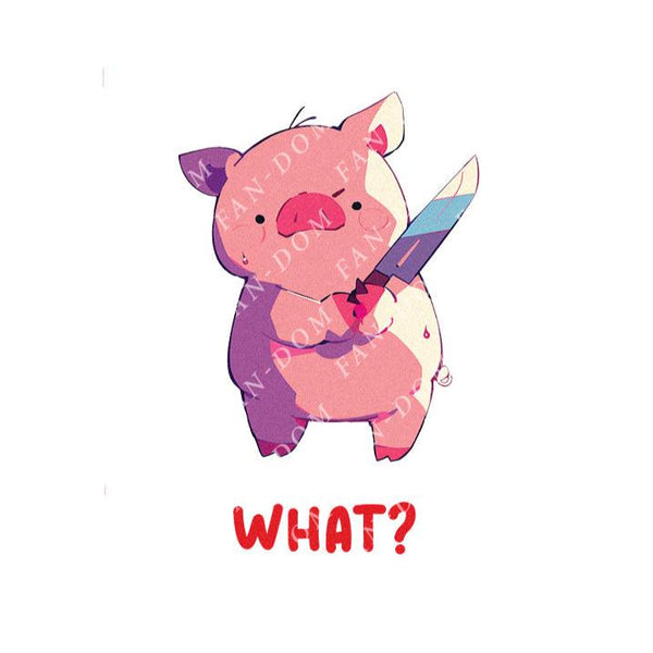 What? - Cute Pig Knife | Editable Text - Custom text shirts, totes and bags