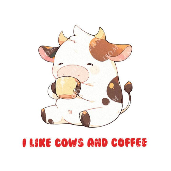 I Like Cows And Coffee - Cute Cow Coffee | Editable Text - Custom text shirts, totes and bags