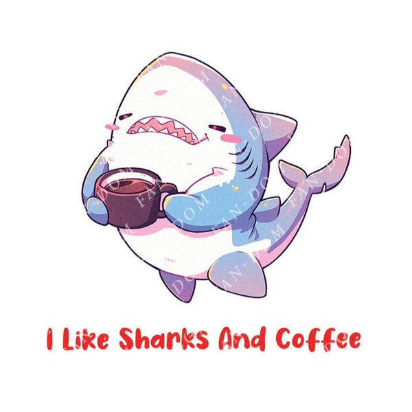 I Like Sharks And Coffee - Cute Shark Coffee | Editable Text - Custom text shirts, totes and bags