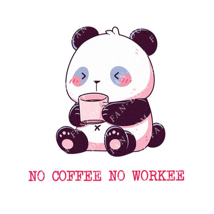 No Coffee No Workee - Cute Panda Coffee | Editable Text - Custom text shirts, totes and bags