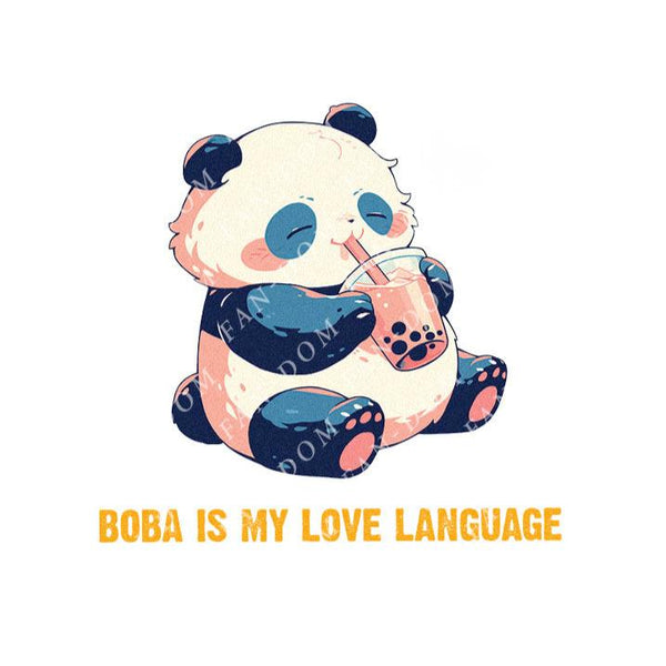 Boba Is My Love Language - Cute Panda Boba | Editable Text - Custom text shirts, totes and bags