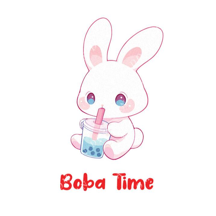 Boba Time - Cute Rabbit Boba Tea | Editable Text - Custom text shirts, totes and bags