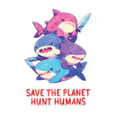 Save The Planet, Hunt Humans - Cute Shark Knife | Editable Text - Custom text shirts, totes and bags