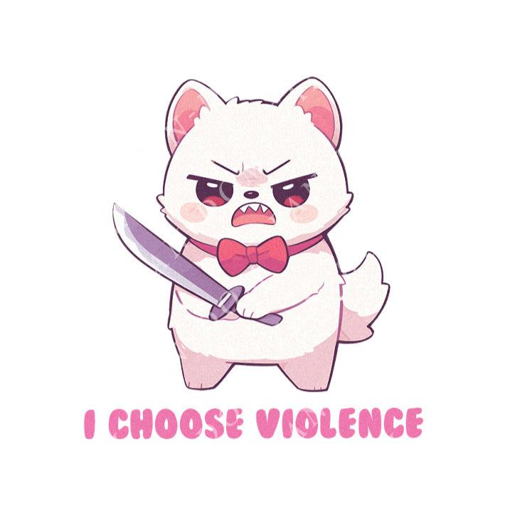 I Choose Violence - Cute Dog Knife | Editable Text - Custom text shirts, totes and bags