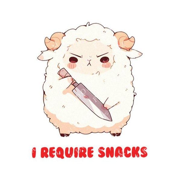 I Require Snacks - Cute Sheep Knife | Editable Text - Custom text shirts, totes and bags