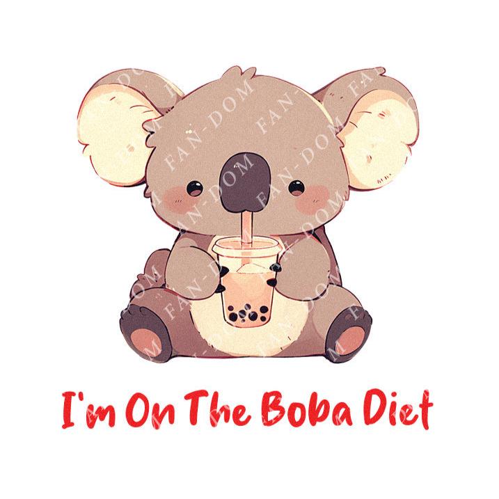 I'm On The Boba Diet - Cute Koala Boba Tea | Editable Text - Custom text shirts, totes and bags