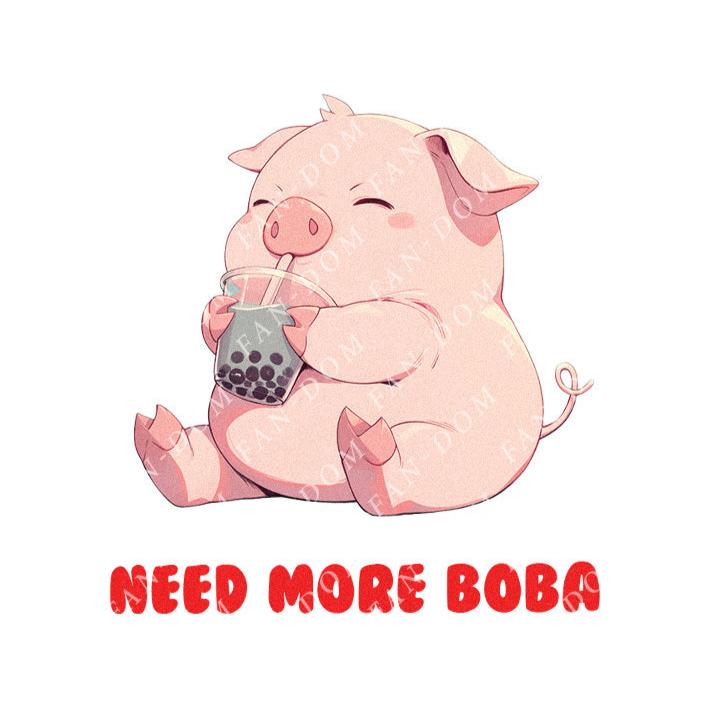 Need More Boba - Cute Pig Boba Tea | Editable Text - Custom text shirts, totes and bags