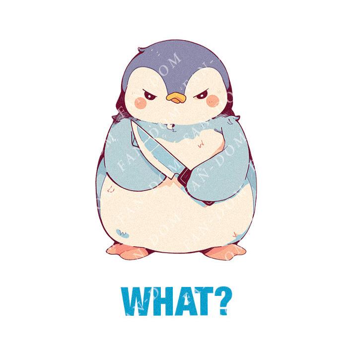 What? - Cute Penguin Knife | Editable Text - Custom text shirts, totes and bags