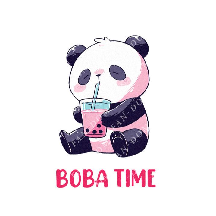 Boba Time - Cute Panda Boba | Editable Text - Custom text shirts, totes and bags