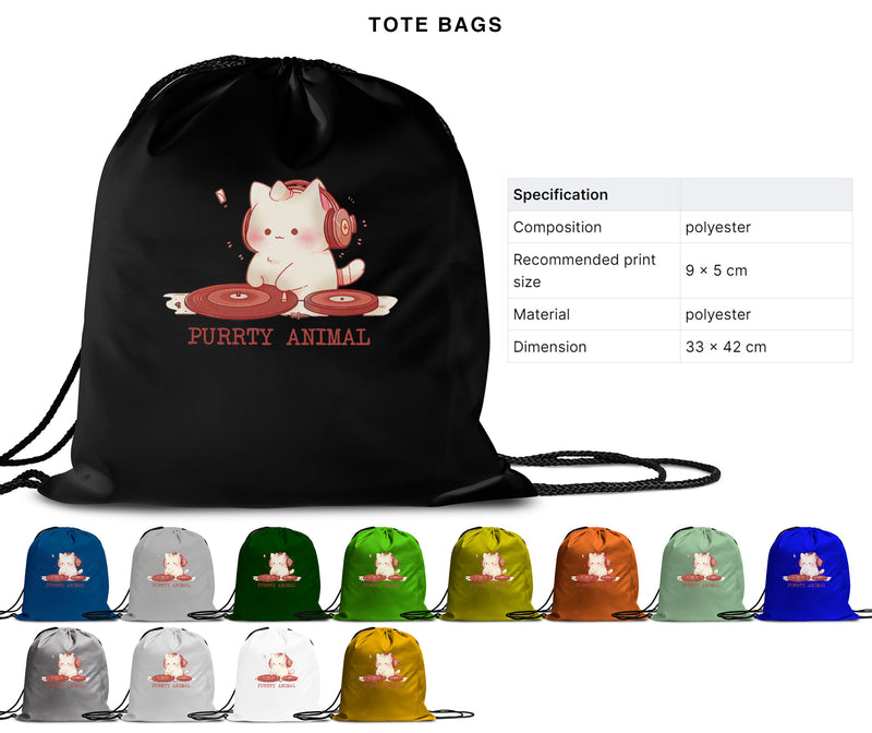 Purrty Animal - Dj Cat | Editable Text - Custom text shirts, totes and bags