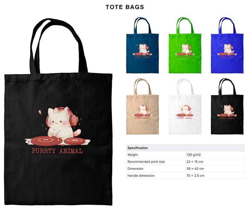 Purrty Animal - Dj Cat | Editable Text - Custom text shirts, totes and bags