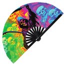 Psychedelic Grim Reaper | Hand Fan foldable bamboo gifts Festival accessories Rave handheld event Clack fans