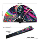 Psychedelic Grim Reaper | Hand Fan foldable bamboo gifts Festival accessories Rave handheld event Clack fans