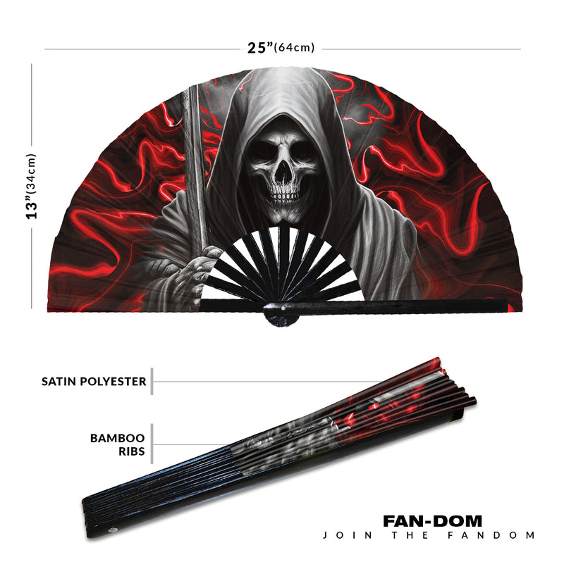 Grim Reaper | Hand Fan foldable bamboo gifts Festival accessories Rave handheld event Clack fans