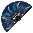 Blue Ninja Blades Cosplay Bamboo hand fan