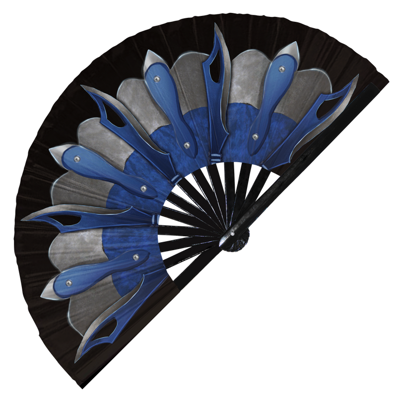 Kitana Cosplay Blue hand fan Kitana Weapon Halloween Costume | Hand Fan foldable bamboo gifts Festival accessories Rave handheld event