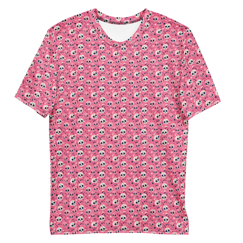 Cute Skull Pattern 5 Girly Pink Halloween Skull - Over-all print t-shirt