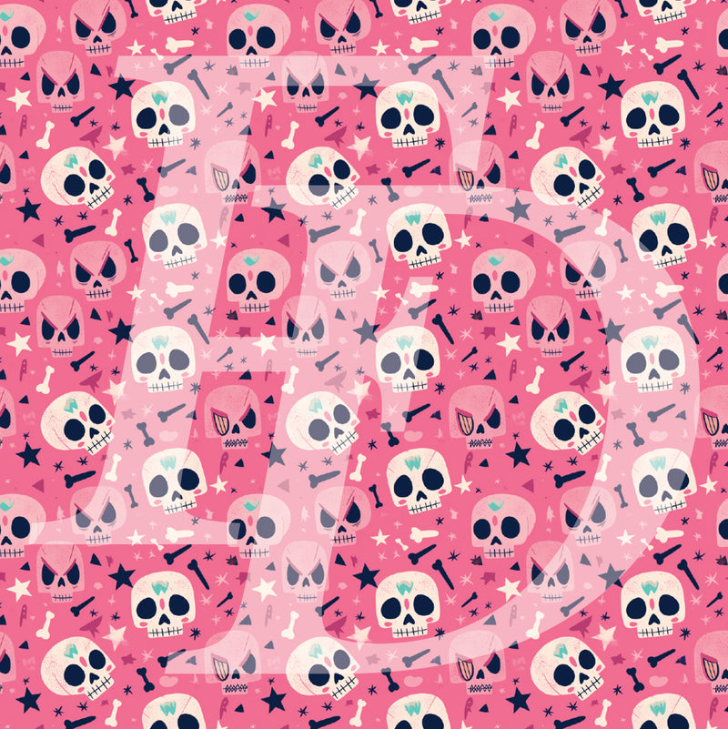 Cute Skull Pattern 5 Girly Pink Halloween Skull - Over-all print t-shirt