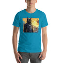 Black Cat In Leather Jacket | Unisex t-shirt