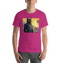 Black Cat In Leather Jacket | Unisex t-shirt